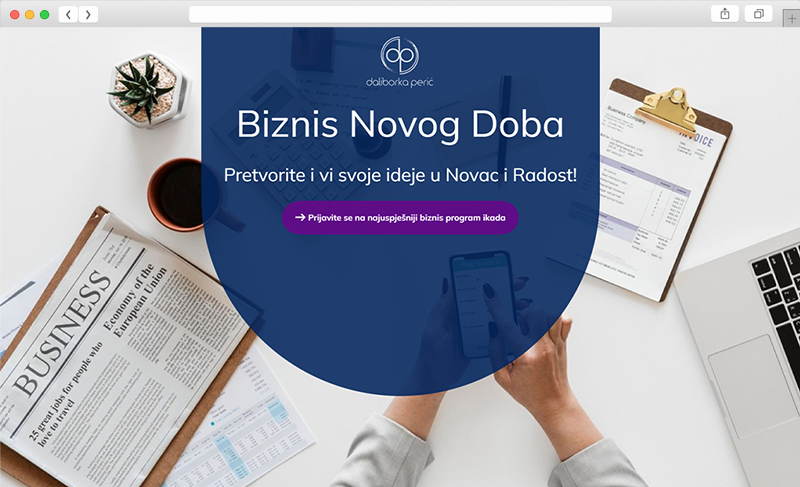 Prikazan izgled sajta Biznis Novog Doba