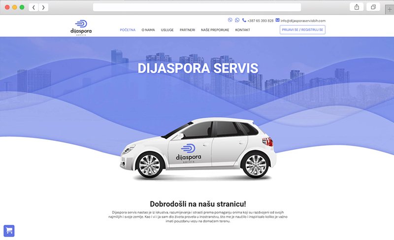 Prikazan izgled sajta Dijaspora servis